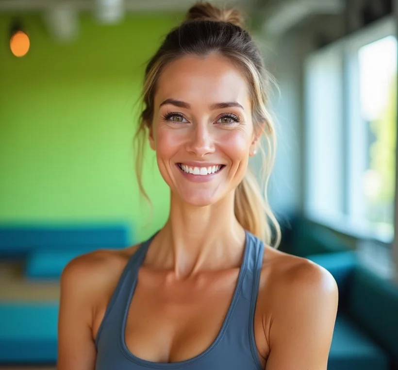 A calm female pilates instructor at the studio