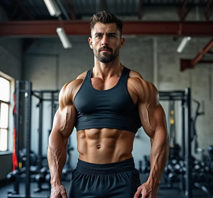 Strong functional-fitness coach standing in the training box
