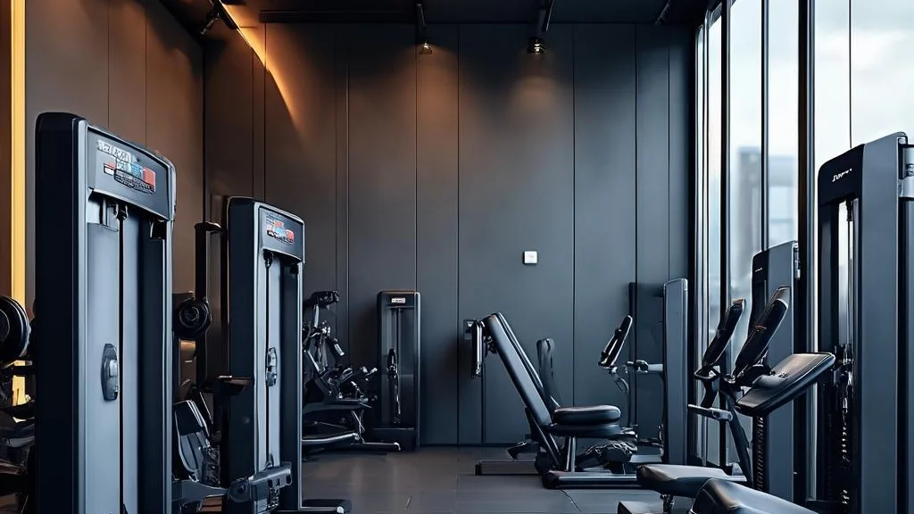High-end minimalist private gym with premium equipment